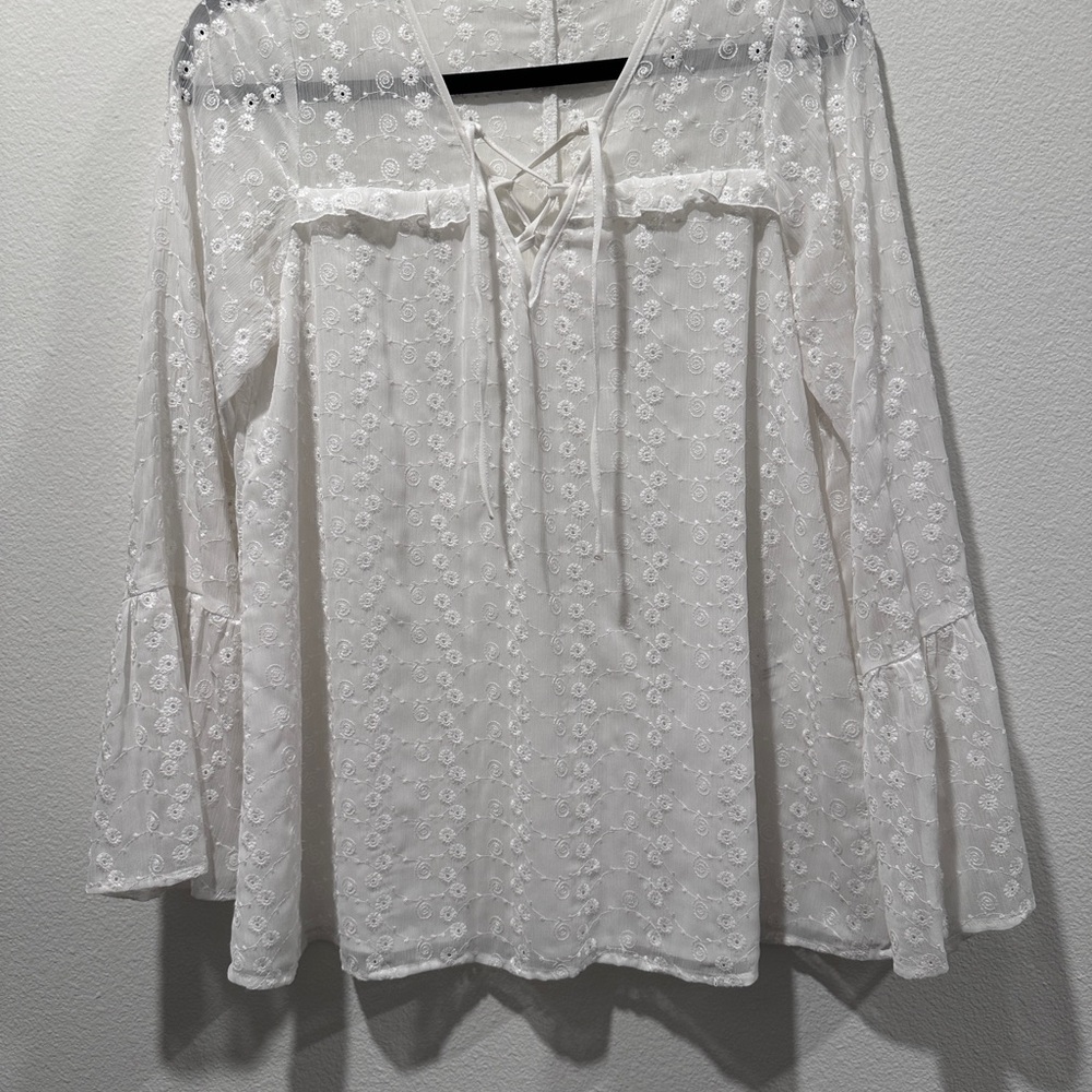 Elegant White Lace-Up Blouse
